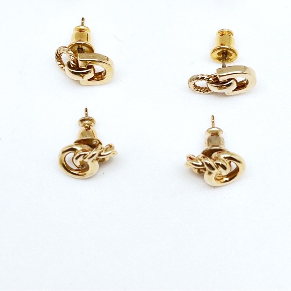 Lot of Five Pair of Different Gold Stud Earrings, Unique Set, Great For Gifts - Picture 4 of 4